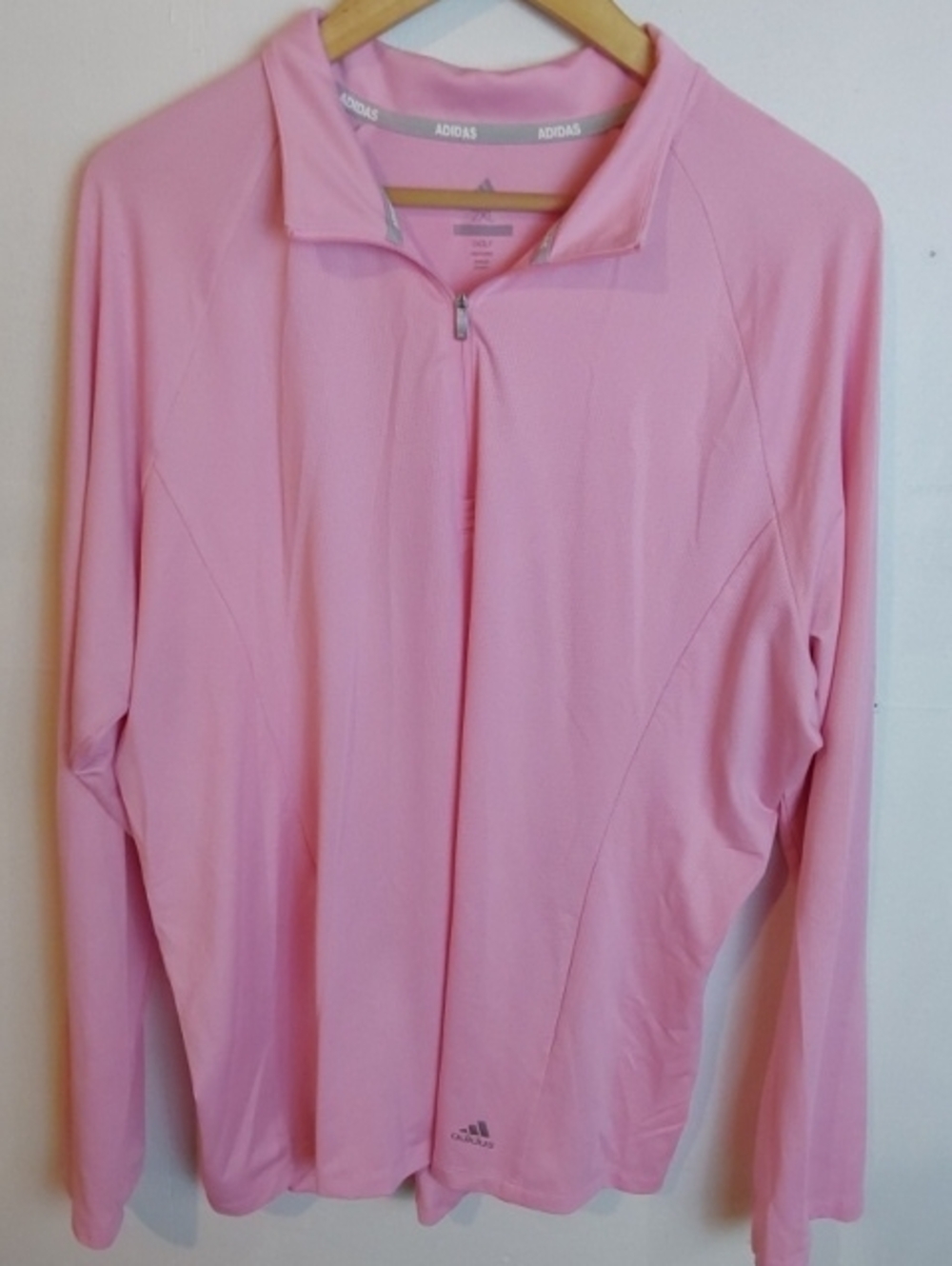adidas| Womens Pink Golf Polo Long-Sleeve Quarter Zip Pullover Preppy Sporty 2X
